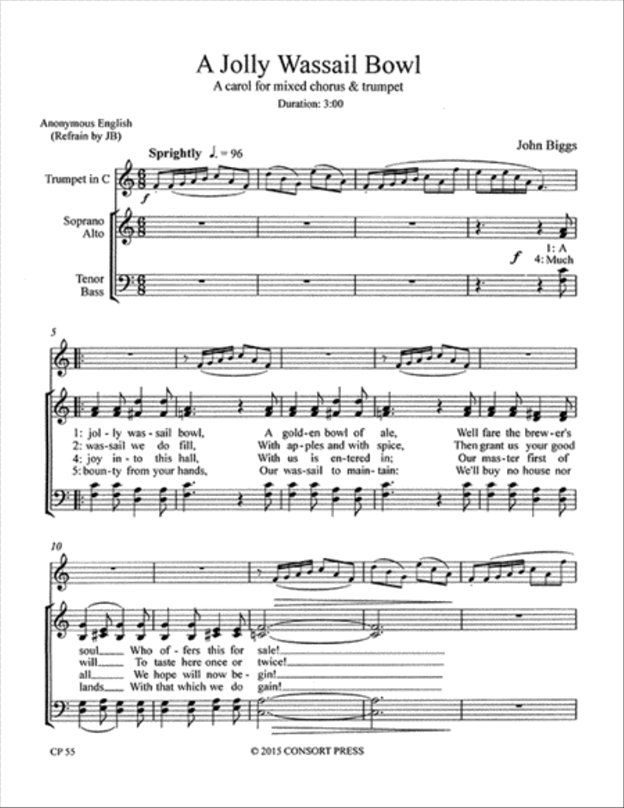 A Jolly Wassail Bowl A Jolly Wassail Bowl 4-Part scores gallery preview page 1