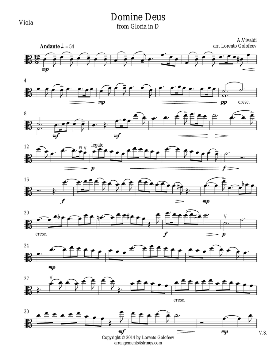 Domine Deus from Gloria in D String Trio scores gallery preview page 3