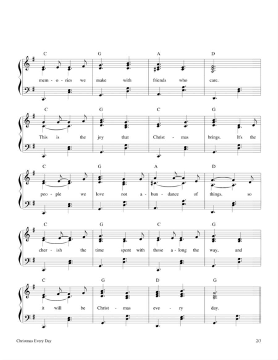 Christmas Every Day Piano, Vocal, Guitar scores gallery preview page 2
