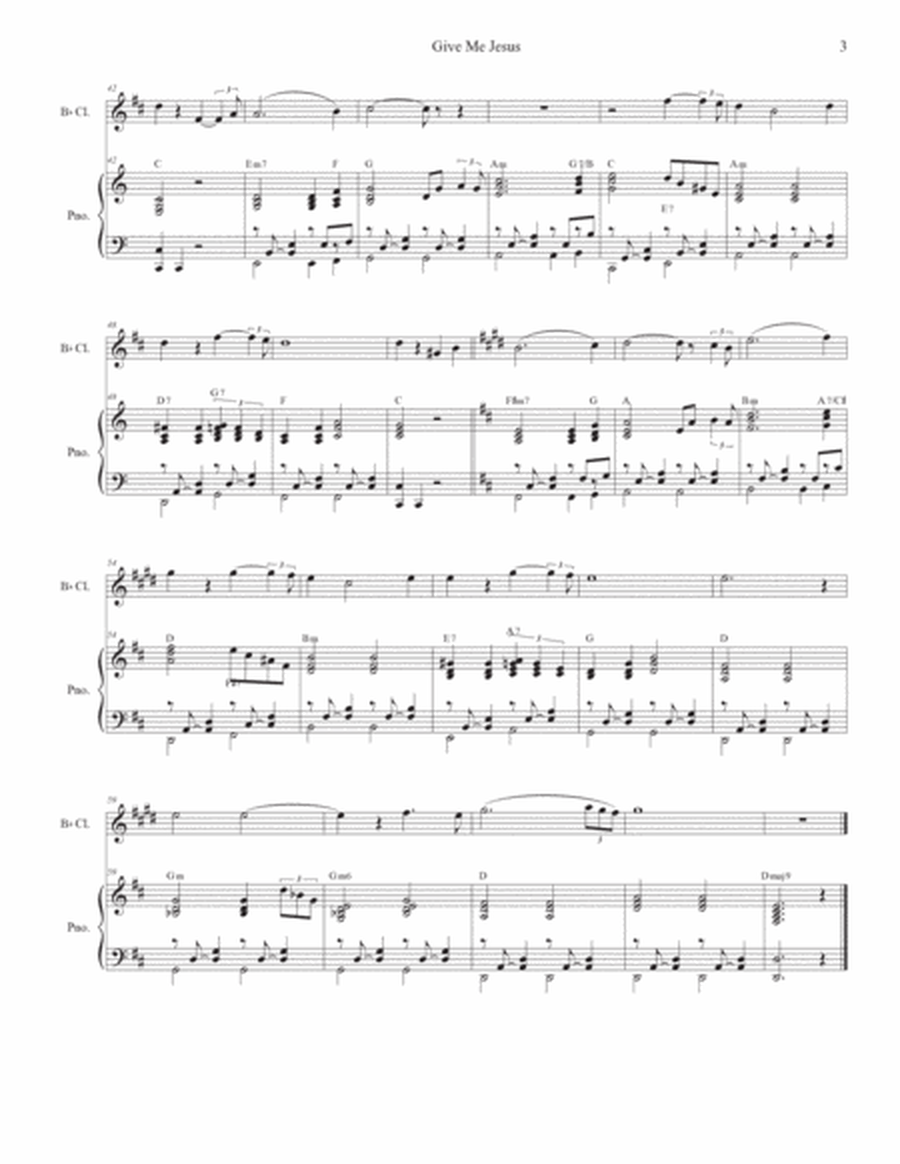 Give Me Jesus (Bb-Clarinet solo and Piano) image number null