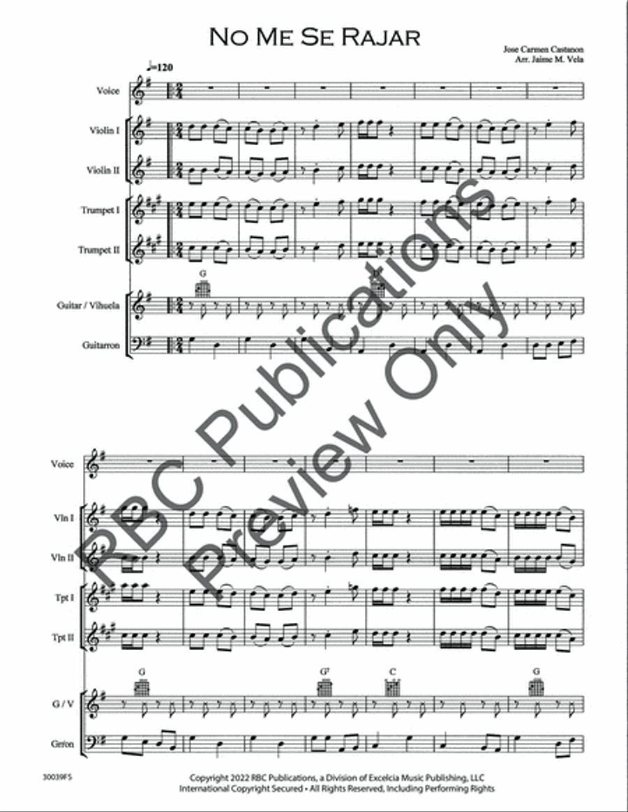 No Me Se Rejar Mariachi (Score) Voice scores gallery preview page 3