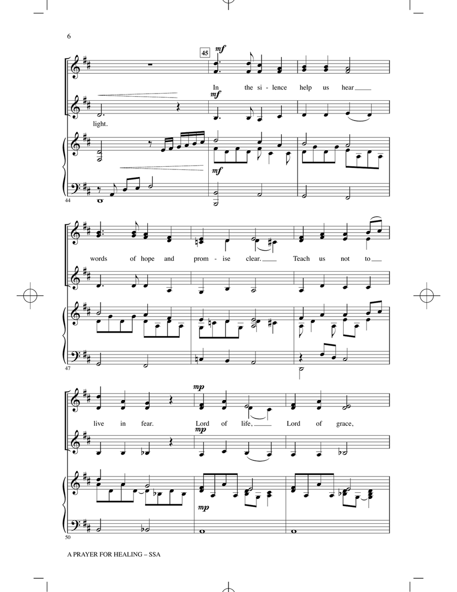 A Prayer For Healing A Prayer For Healing SSA scores gallery preview page 5