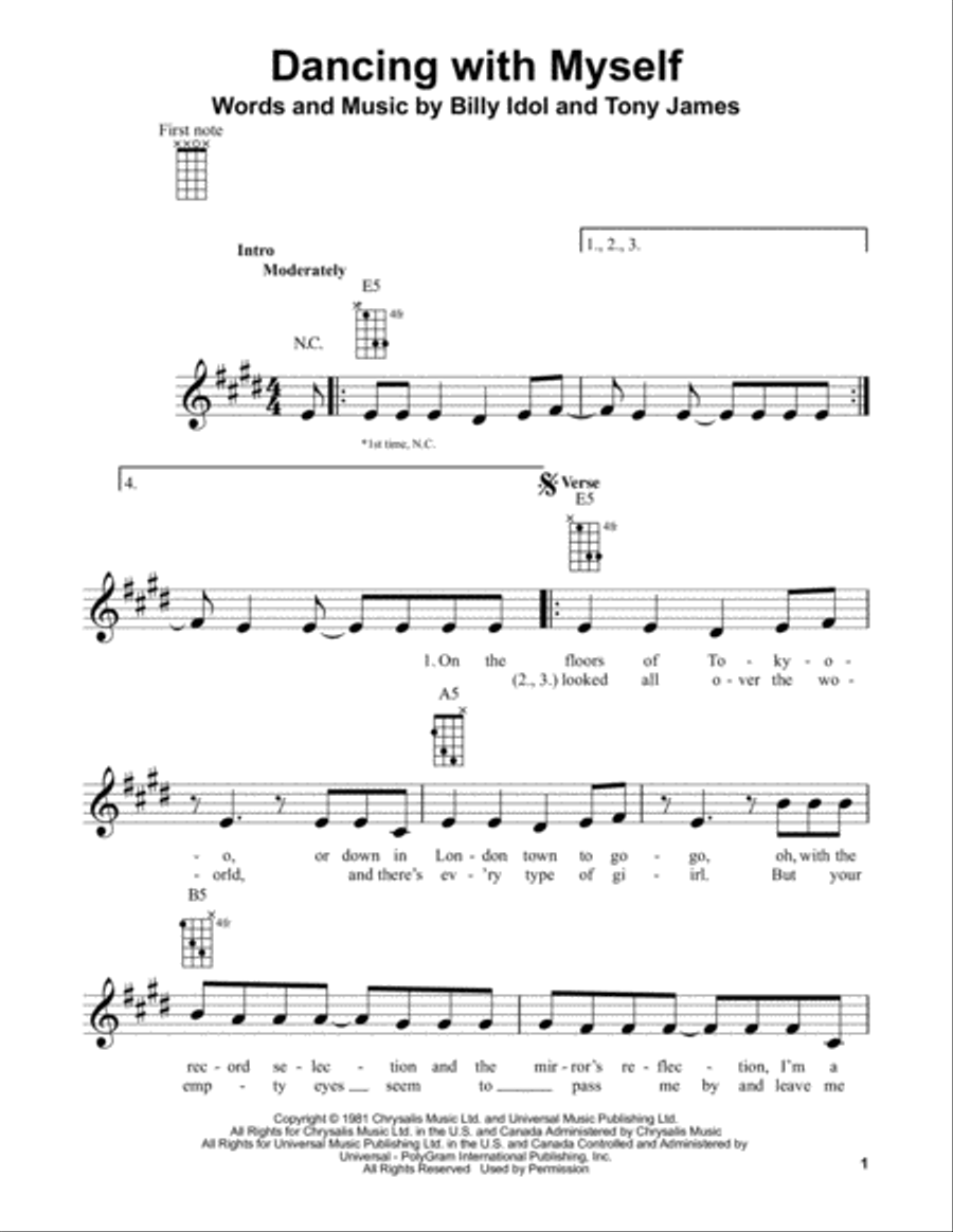 Dancing With Myself Ukulele scores gallery preview page 1