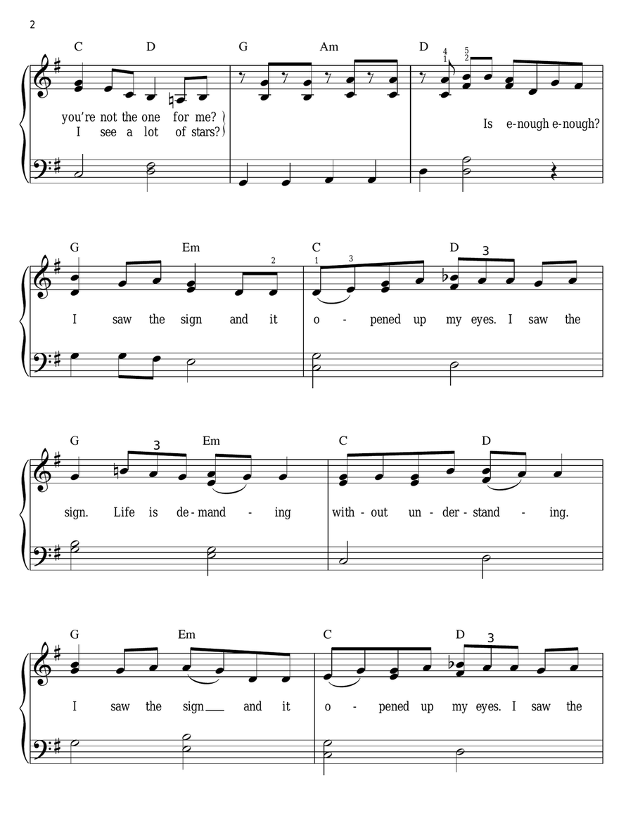 The Sign Easy Piano scores gallery preview page 2