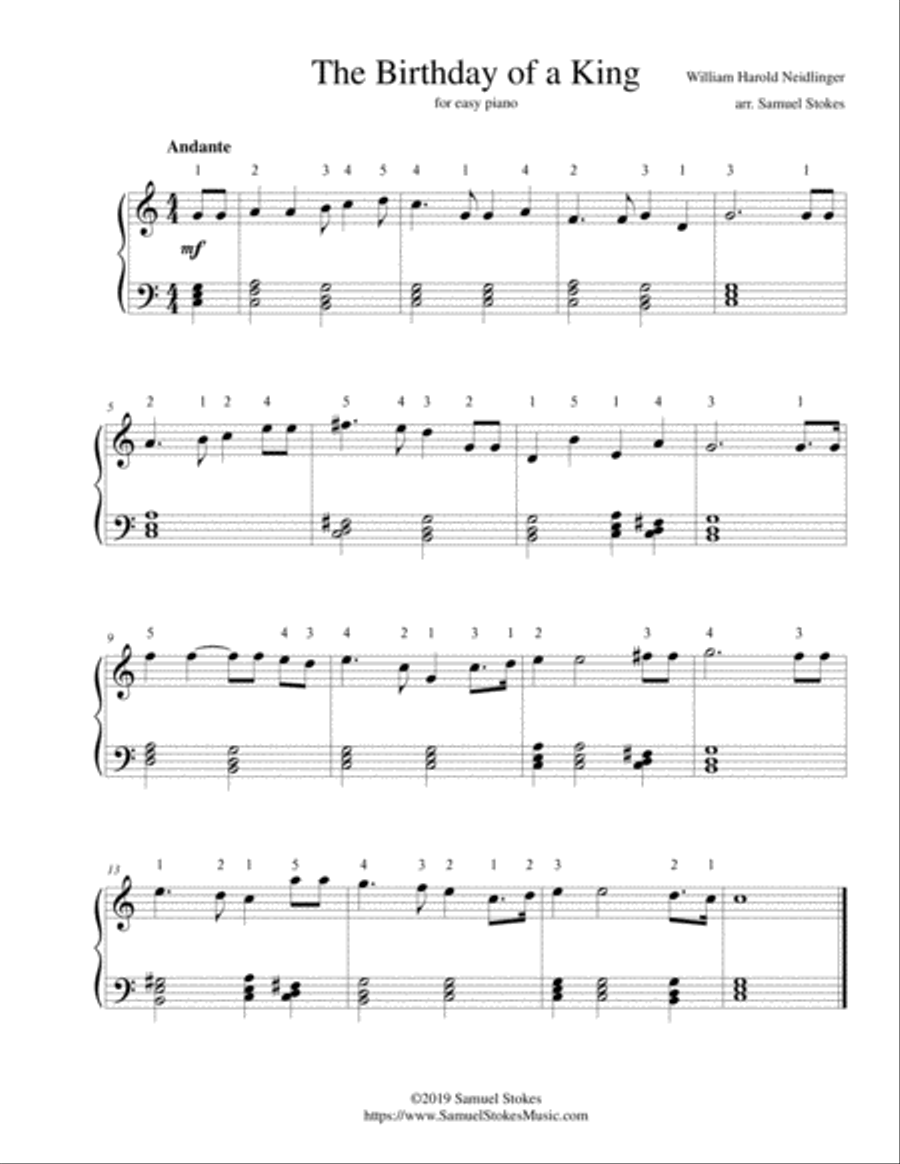 The Birthday of a King - for easy piano Easy Piano scores gallery preview page 1