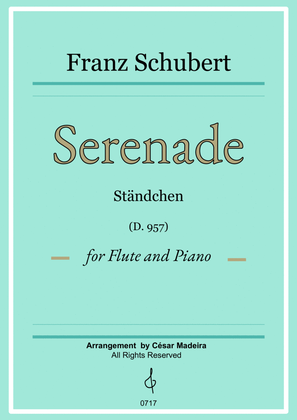 Book cover for Serenade (D.975) by Schubert - Flute and Piano (Full Score)