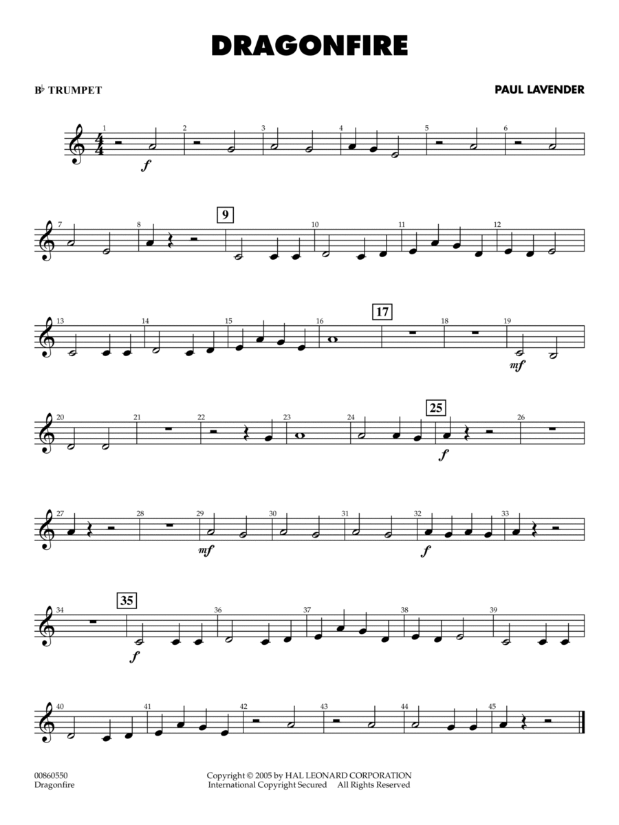 Dragonfire - Bb Trumpet Concert Band scores gallery preview page 1