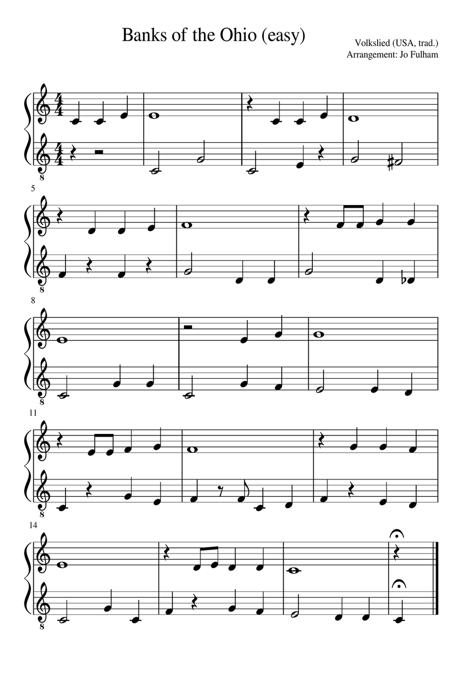 Banks of the Ohio (easy) Banks of the Ohio (easy) Easy Piano scores gallery preview page 1