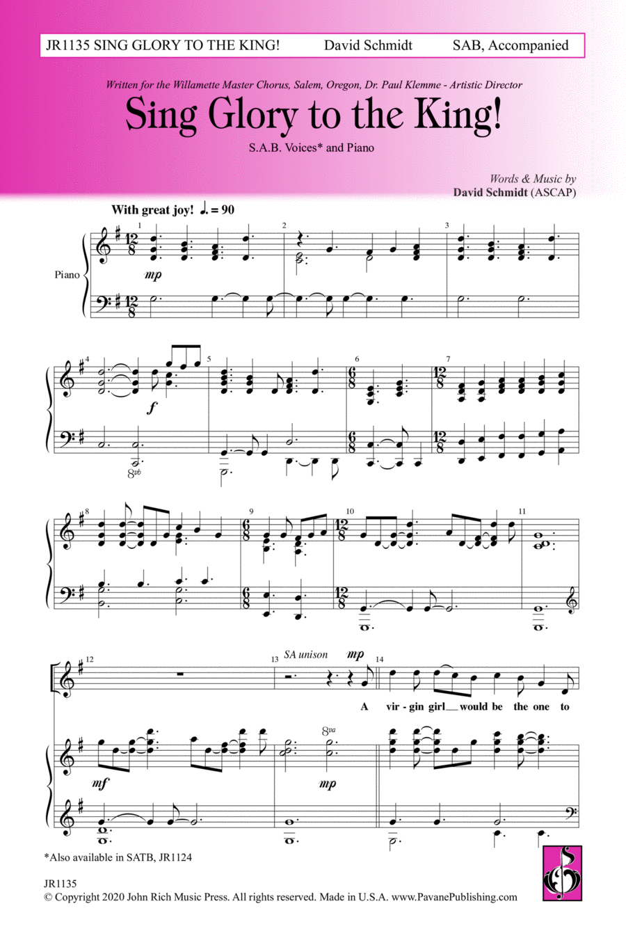 Sing Glory To The King Sing Glory To The King 3-Part scores gallery preview page 1