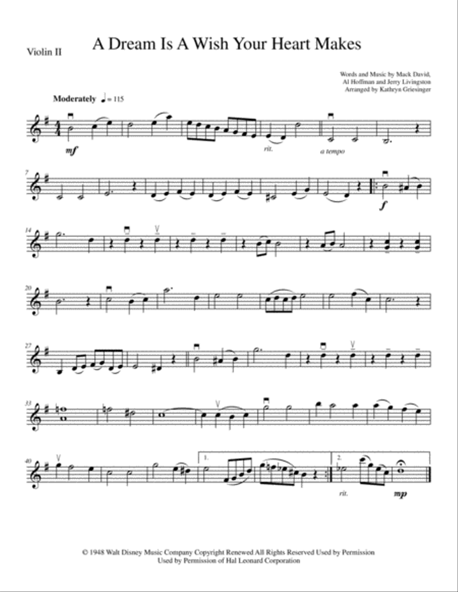 A Dream Is A Wish Your Heart Makes String Quartet scores gallery preview page 2