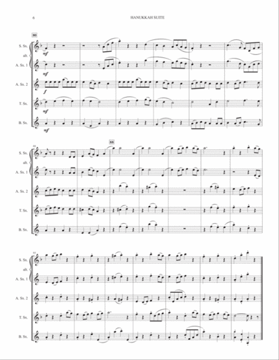 Hanukkah Suite (for Saxophone Quartet) Saxophone Quartet scores gallery preview page 6
