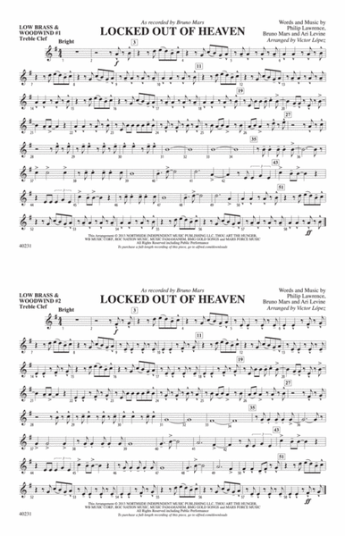 Locked Out of Heaven: Low Brass & Woodwinds #1 - Treble Clef