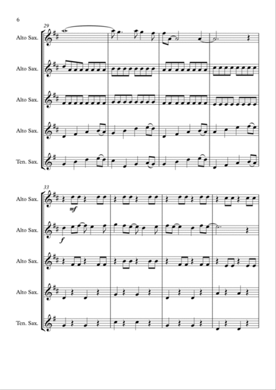 The Lion Sleeps Tonight Woodwind Quartet scores gallery preview page 6