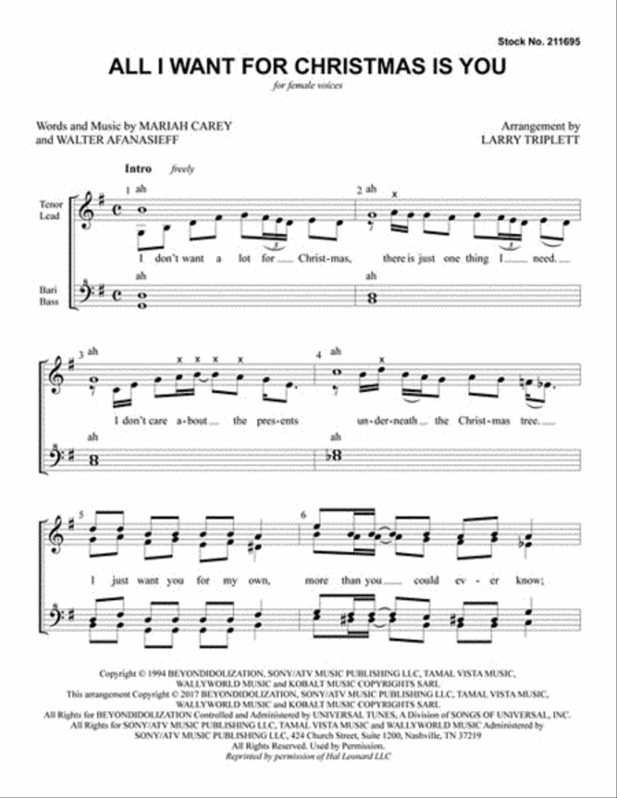 All I Want for Christmas Is You SSAA scores gallery preview page 2