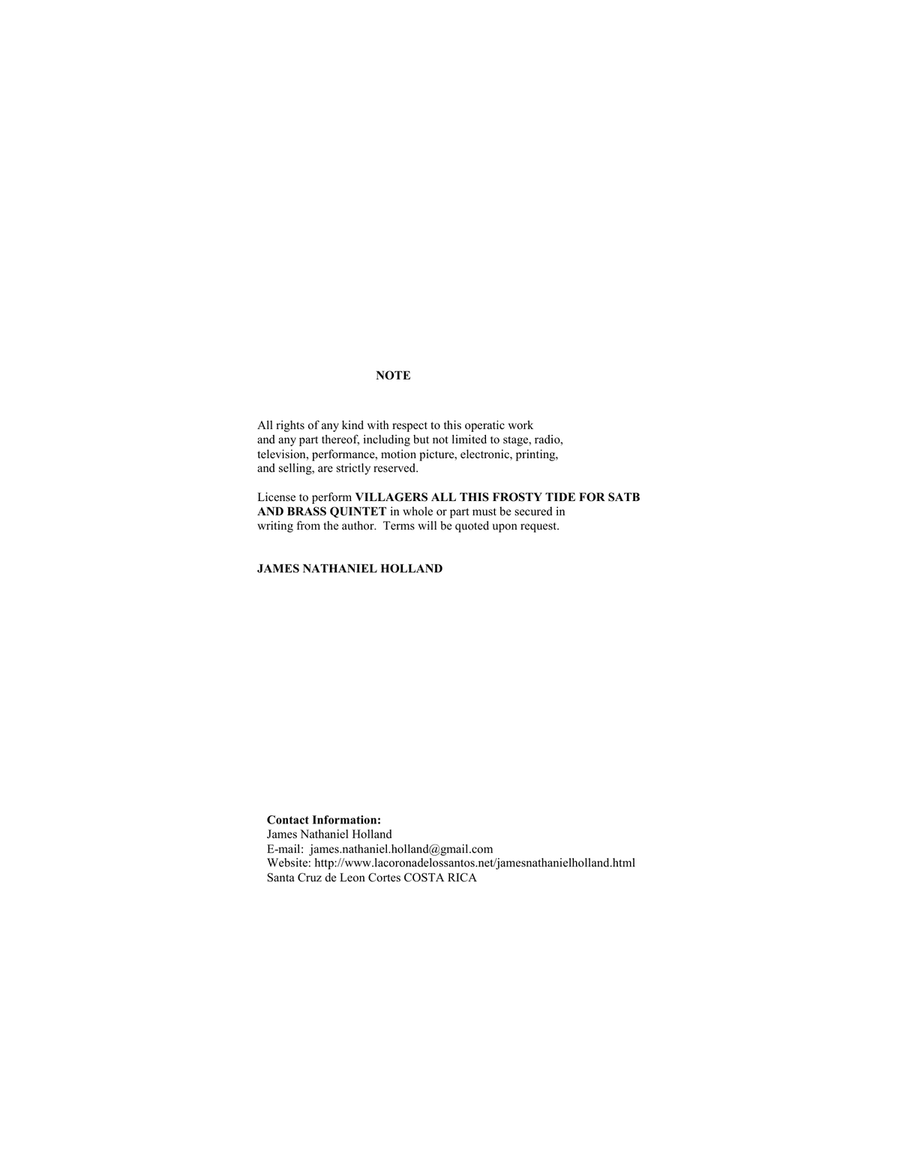 Villagers All This Frosty Tide for SATB Choir and Brass Quintet 4-Part scores gallery preview page 3