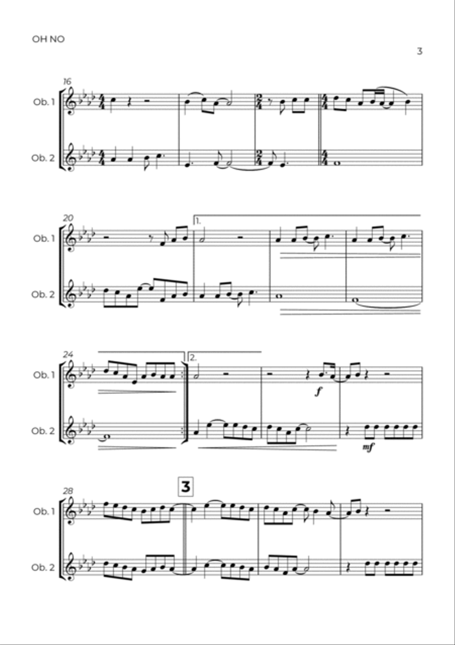 Oh No Woodwind Duet scores gallery preview page 3
