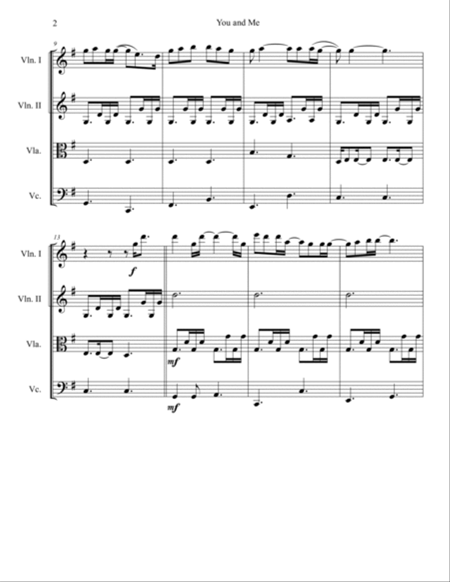 You And Me You And Me String Quartet scores gallery preview page 2