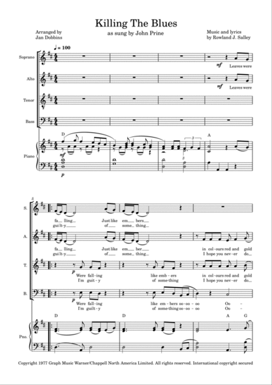 Killing The Blues Killing The Blues 4-Part scores gallery preview page 2