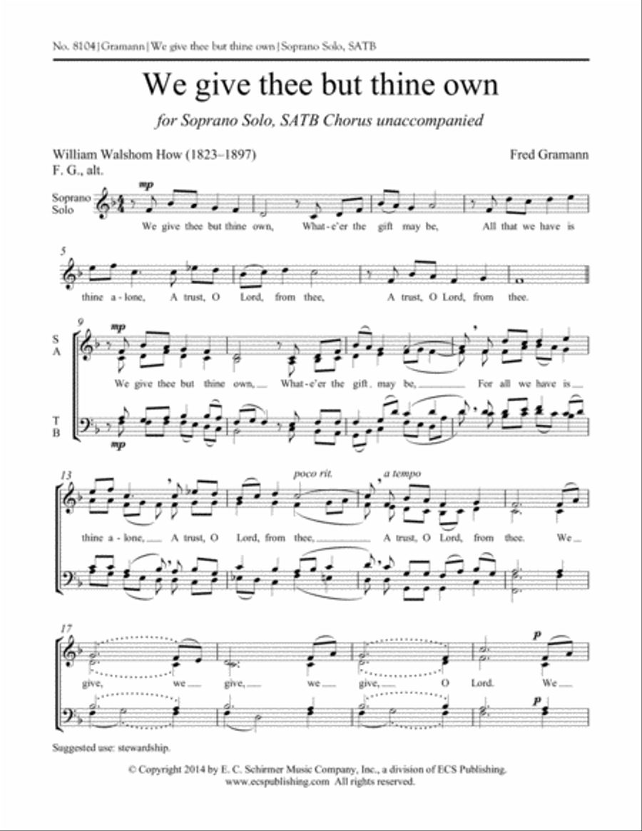 We give thee but thine own 4-Part scores gallery preview page 2