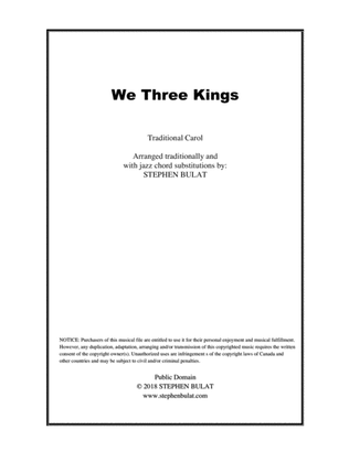 Book cover for We Three Kings - Lead sheet arranged in traditional and jazz style (key of Em)