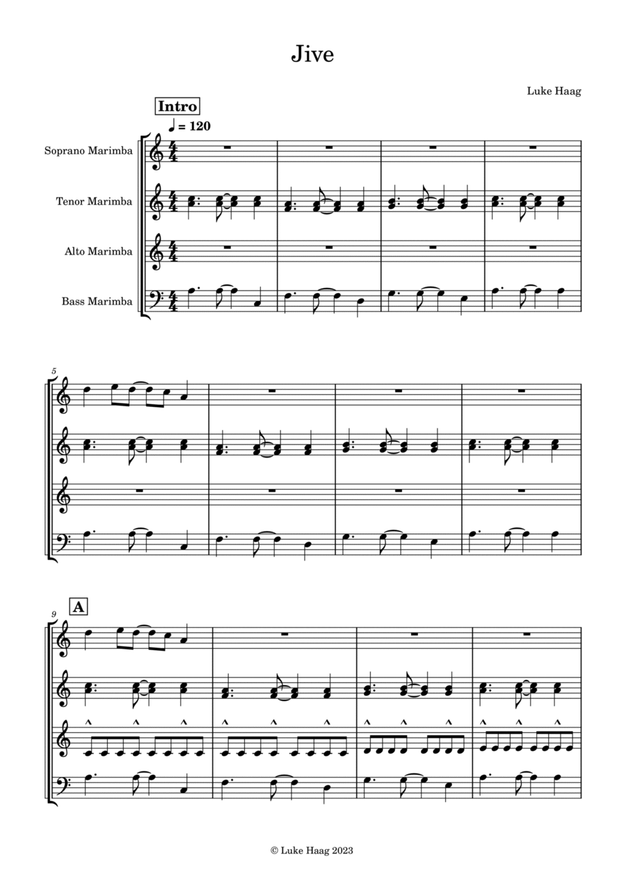 Jive Percussion Ensemble scores gallery preview page 1