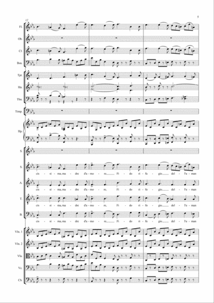 Dolcissima Maria for Soprano, Symphonic Orchestra and SATB Choir 4-Part scores gallery preview page 5