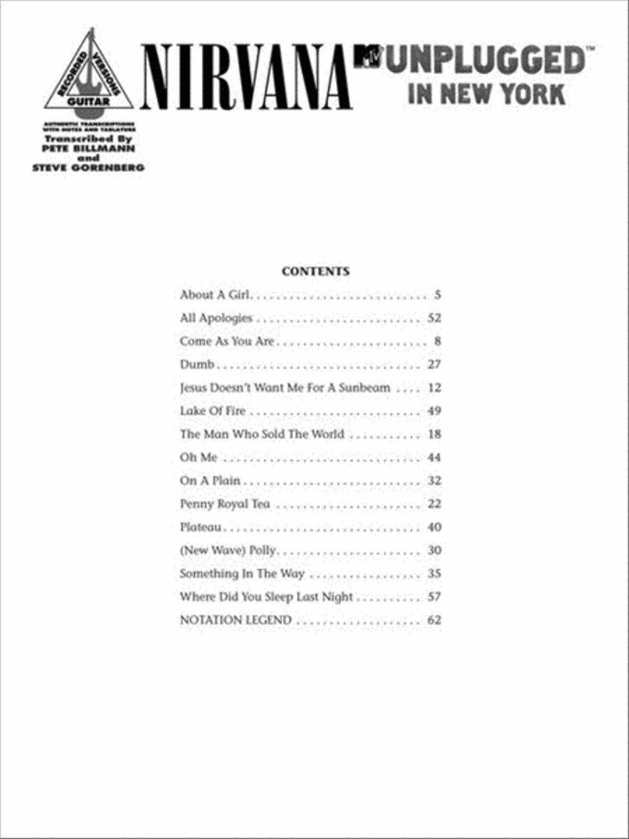 Nirvana – Unplugged in New York Electric Guitar scores gallery preview page 2
