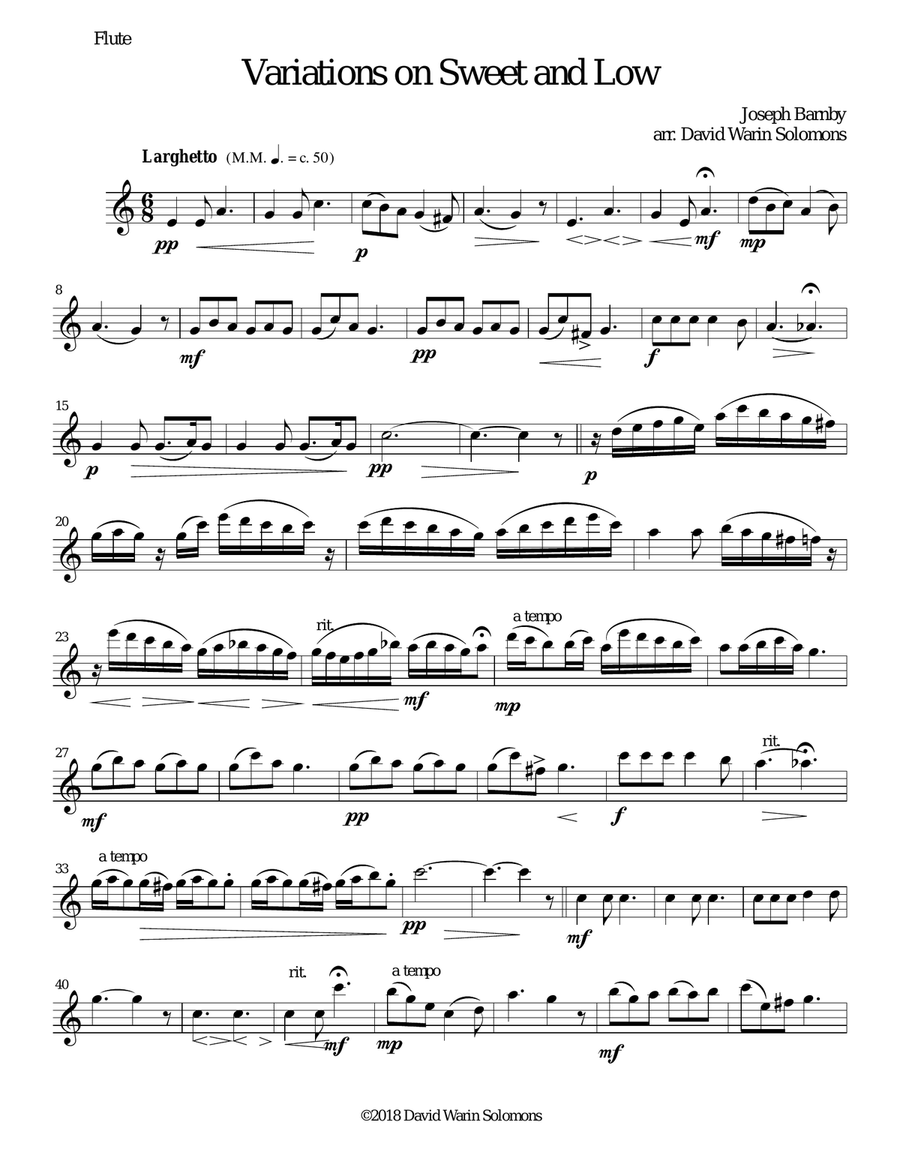 Variations on Joseph Barnby’s Sweet and Low for wind quartet Woodwind Quartet scores gallery preview page 4