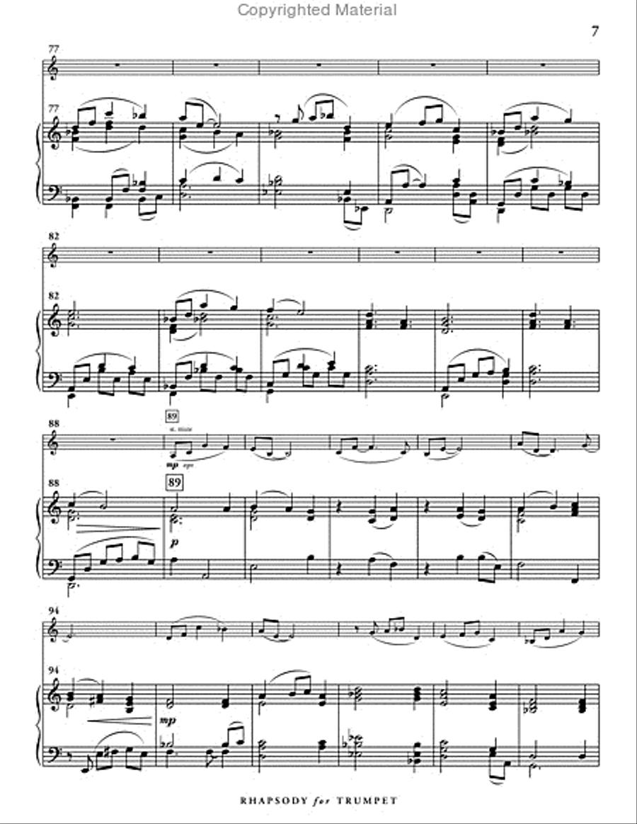 Rhapsody for Trumpet (score & 1 part) Trumpet Solo scores gallery preview page 8