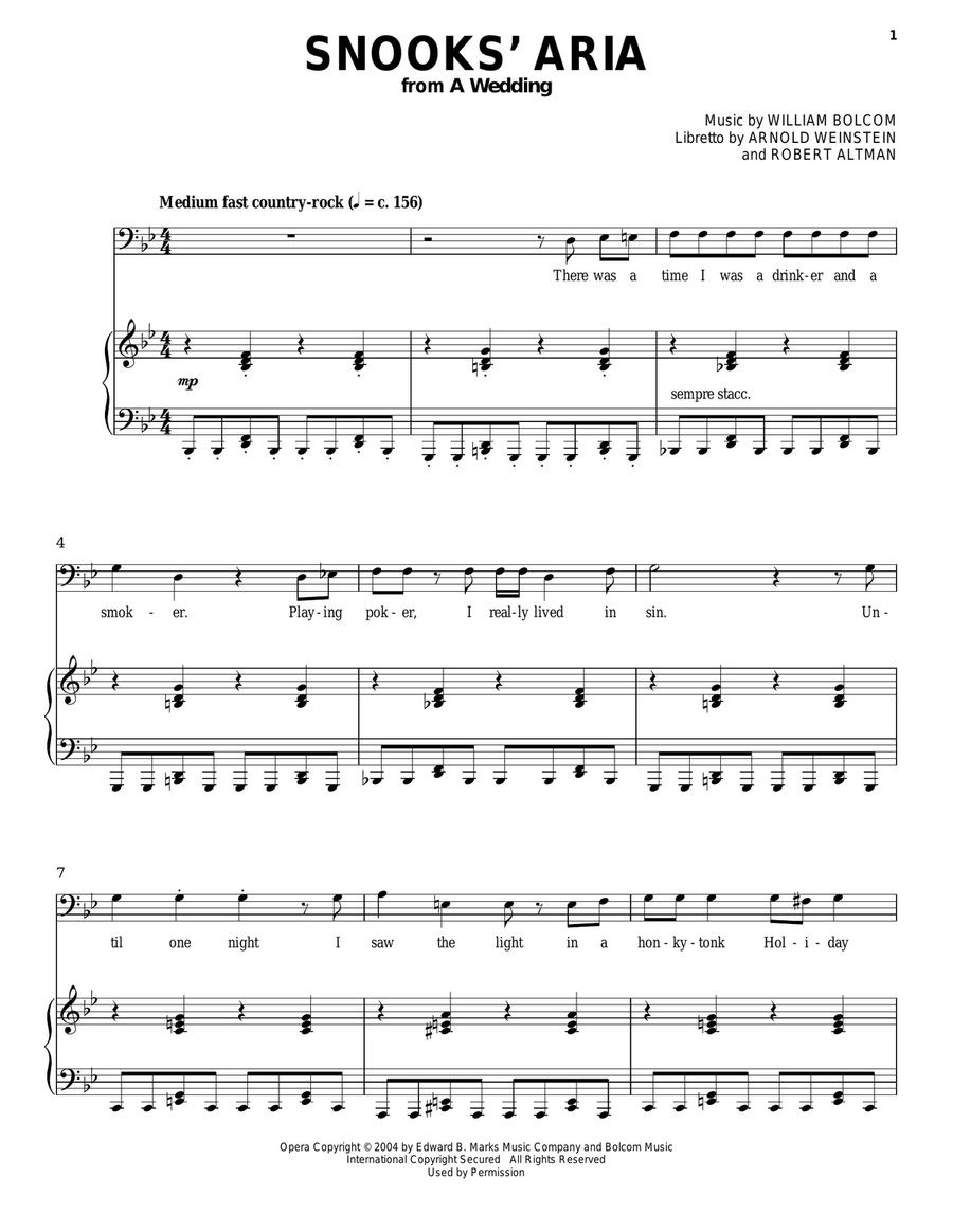 Snooks' Aria Snooks' Aria Piano, Vocal scores gallery preview page 1
