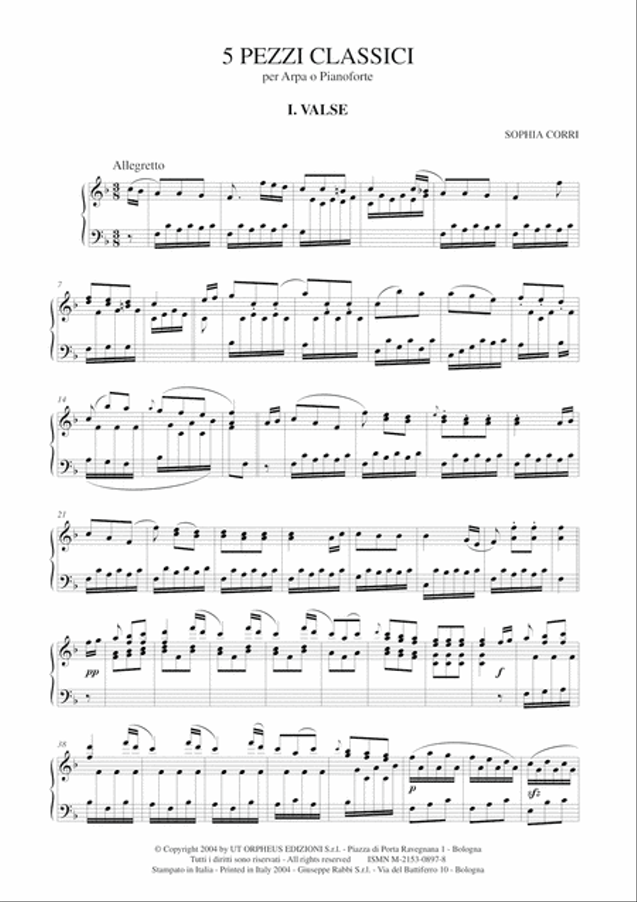 5 Classical Pieces for Harp or Piano Harp scores gallery preview page 2
