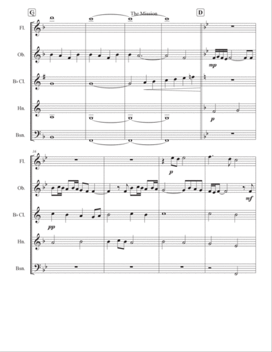 Gabriel's Oboe Gabriel's Oboe Woodwind Quintet scores gallery preview page 2
