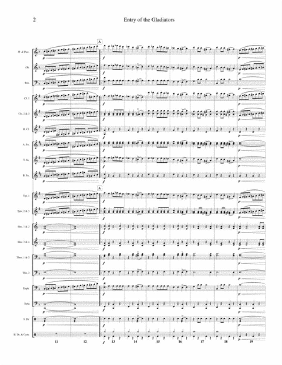 Julius Fucik - Entry of the Gladiators (Thunder and Blazes) for Wind Band Concert Band scores gallery preview page 2