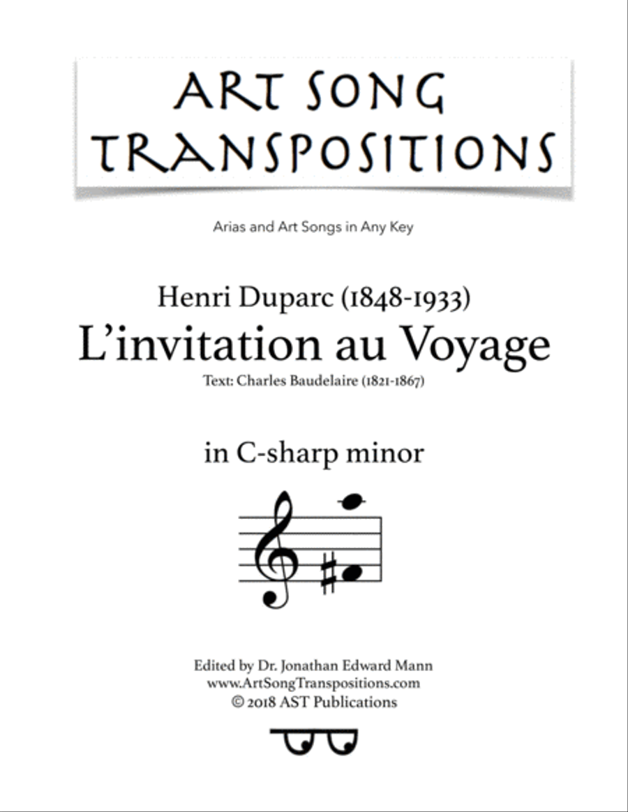 DUPARC: L'invitation au Voyage (transposed to C-sharp minor) Voice scores gallery preview page 1