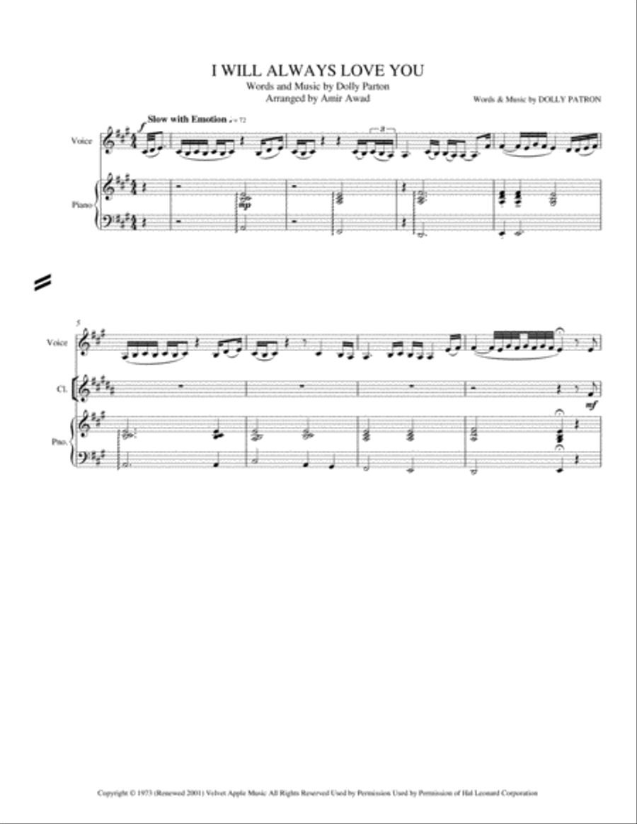 I Will Always Love You Large Ensemble scores gallery preview page 1