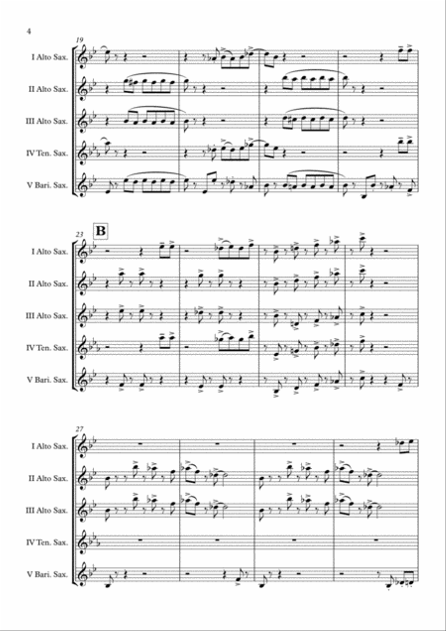 I Got You (I Feel Good) Saxophone Quintet scores gallery preview page 5