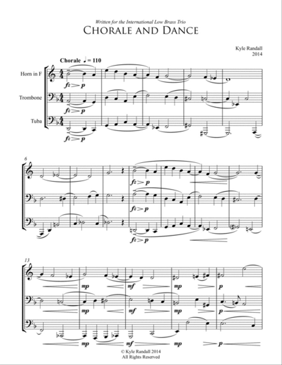 Chorale and Dance for low brass trio Brass Trio scores gallery preview page 3