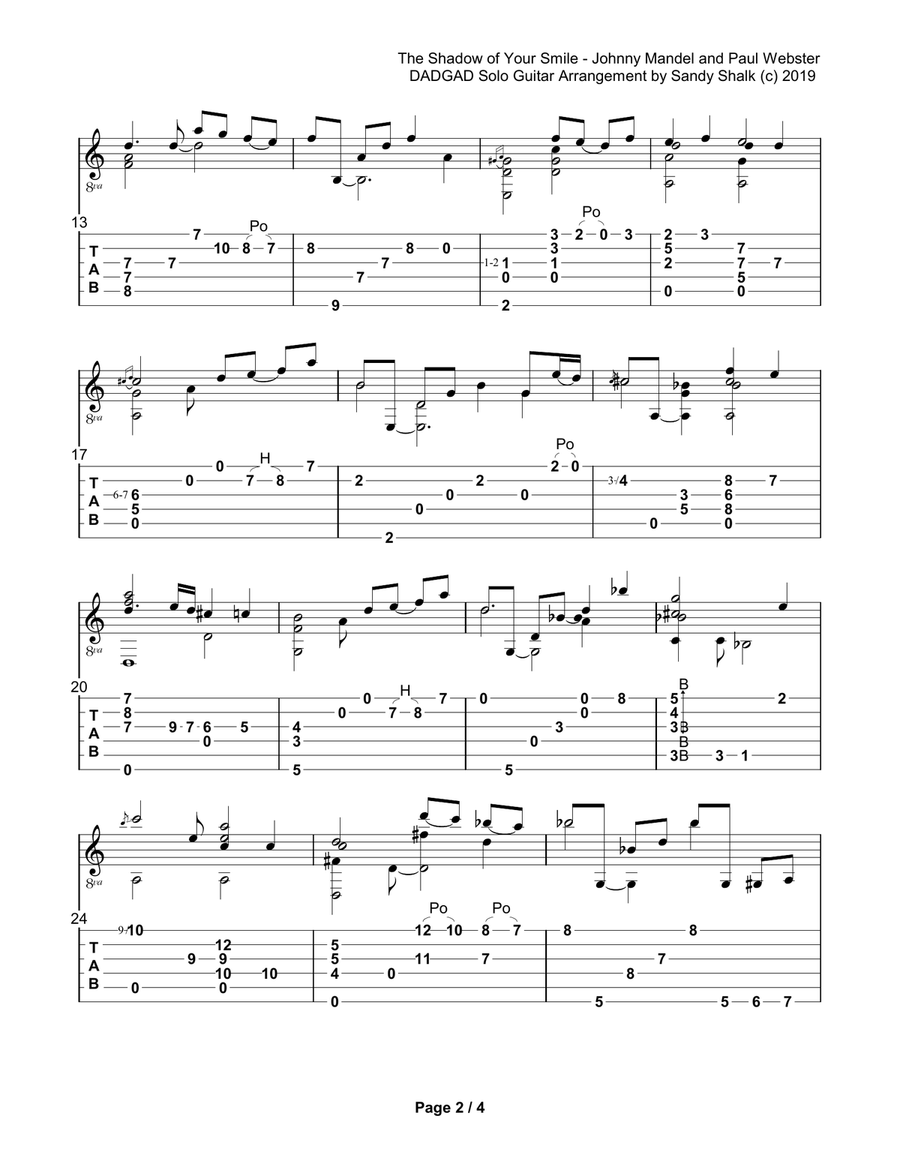 The Shadow Of Your Smile Guitar Tablature scores gallery preview page 2