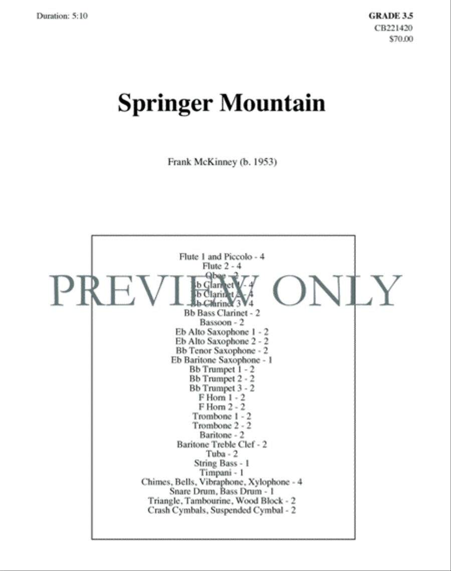 Springer Mountain Concert Band scores gallery preview page 2