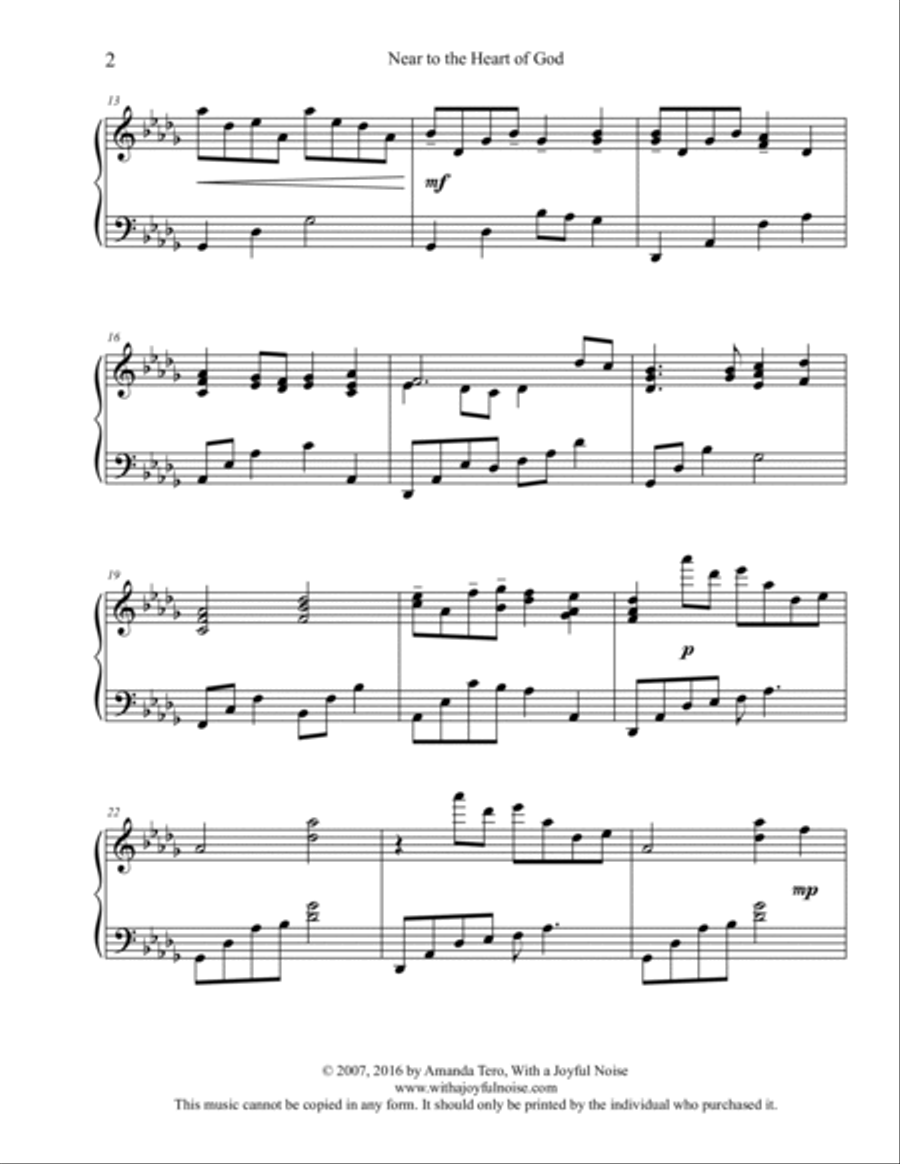Near To The Heart Of God – Late Intermediate/Early Advanced Piano Solo Piano Solo scores gallery preview page 3