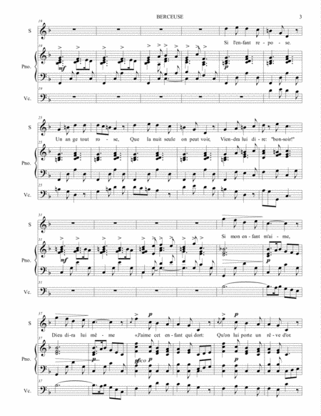 BERCEUSE - Bizet - Arr. for Soprano, Piano and Cello (ad libitum) image number null