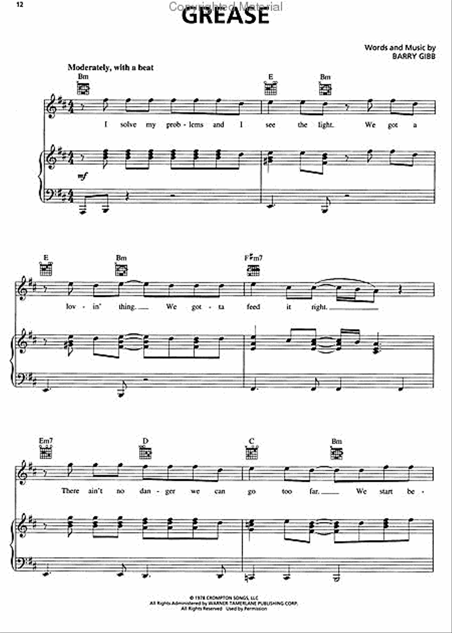 Grease Piano, Vocal, Guitar scores gallery preview page 3