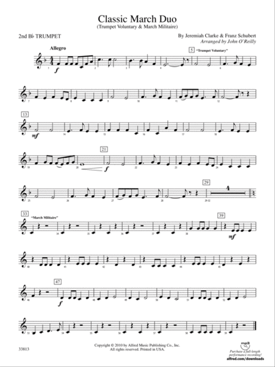 Classic March Duo: 2nd B-flat Trumpet Concert Band scores gallery preview page 1