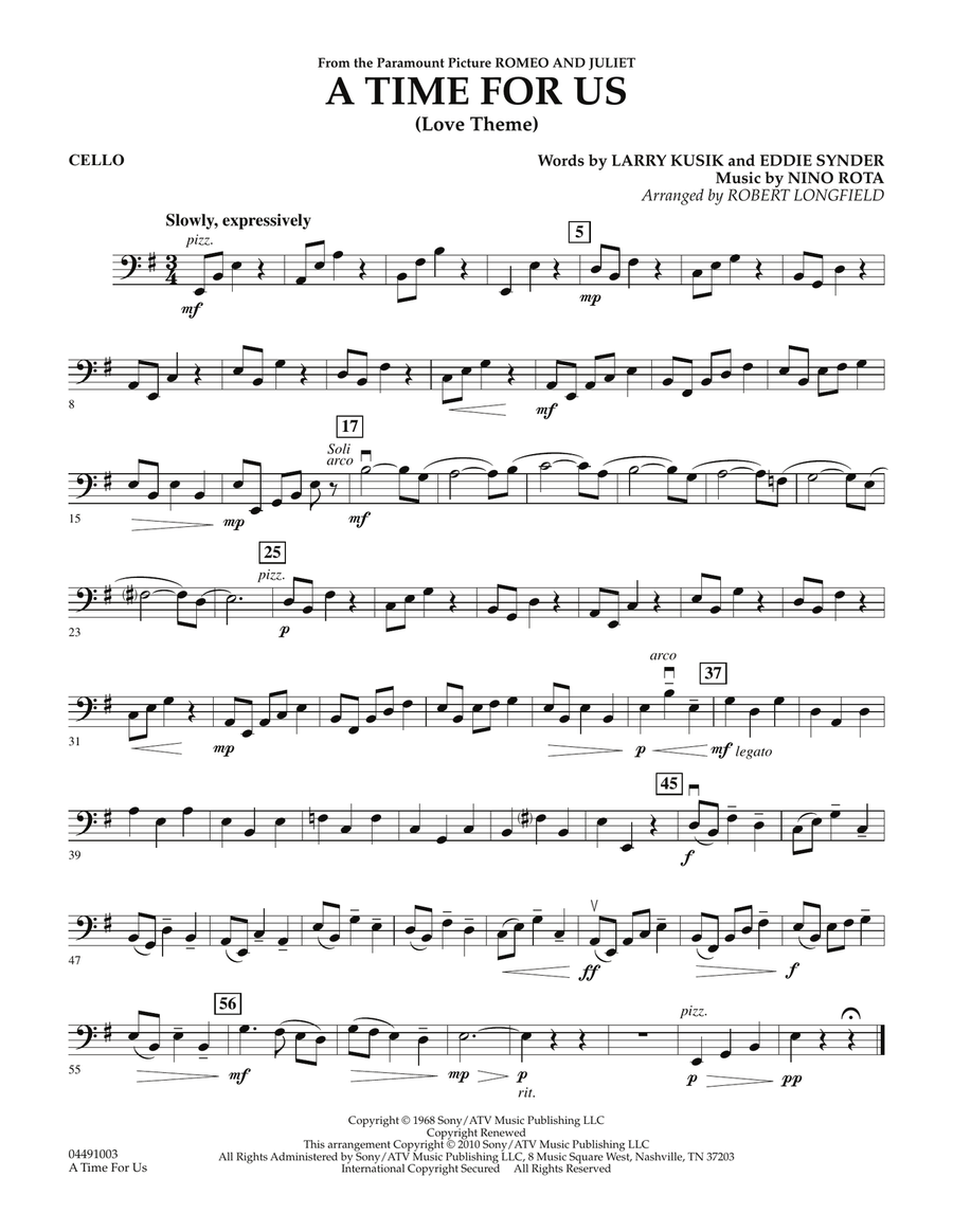 A Time For Us (Love Theme) - Cello Orchestra scores gallery preview page 1