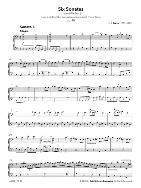 Sonata op. 40 no. 1 in C major for cello and basso