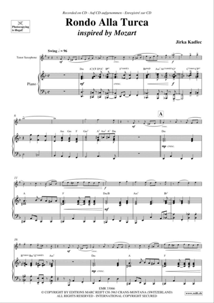 Rondo Alla Turca Rondo Alla Turca Tenor Saxophone scores gallery preview page 4