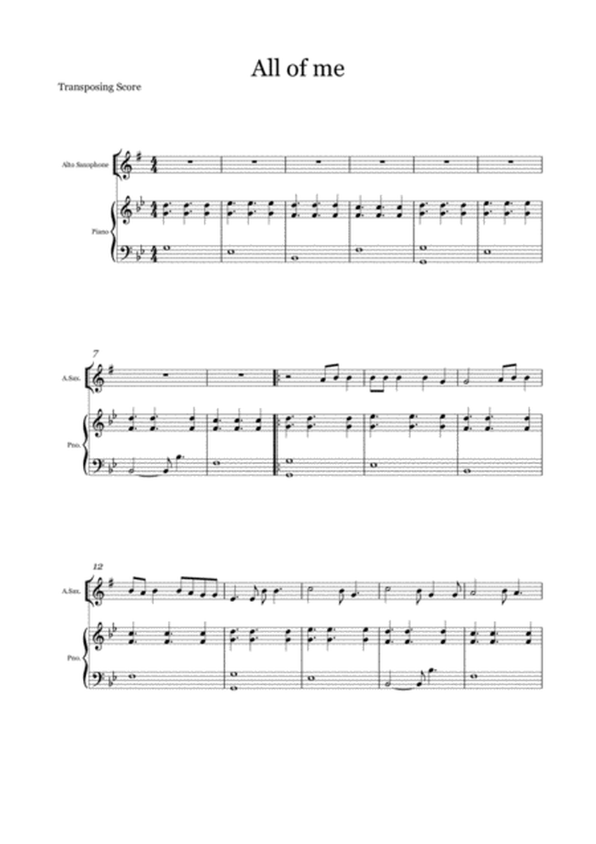 John Legend - All of me - Alto Sax, Piano arrangement