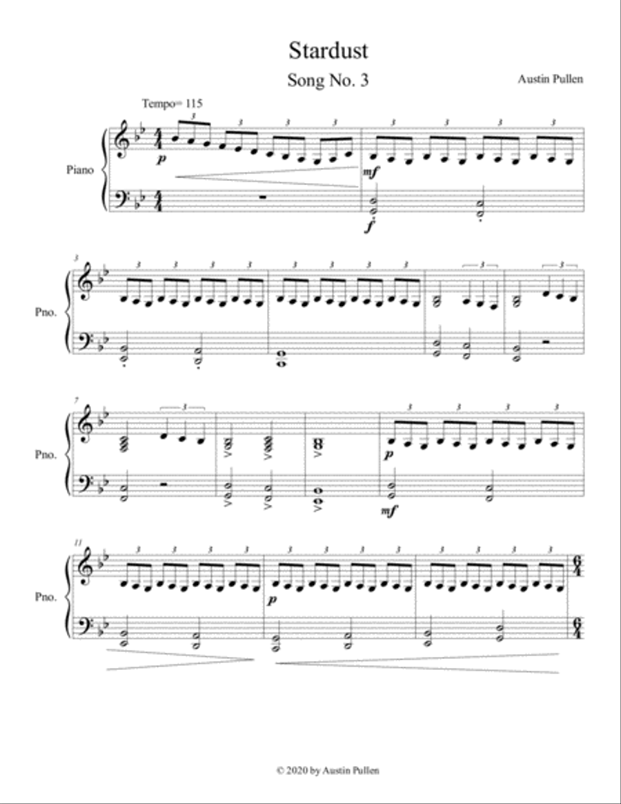 Stardust (Song No. 3 from Mission to Space) Piano Solo scores gallery preview page 1