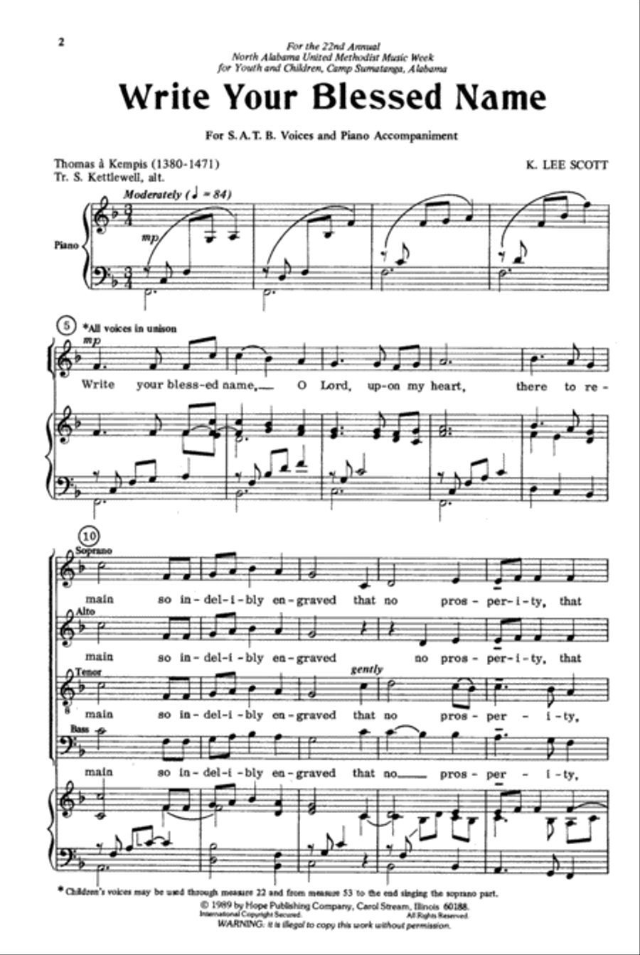 Write Your Blessed Name 4-Part scores gallery preview page 2