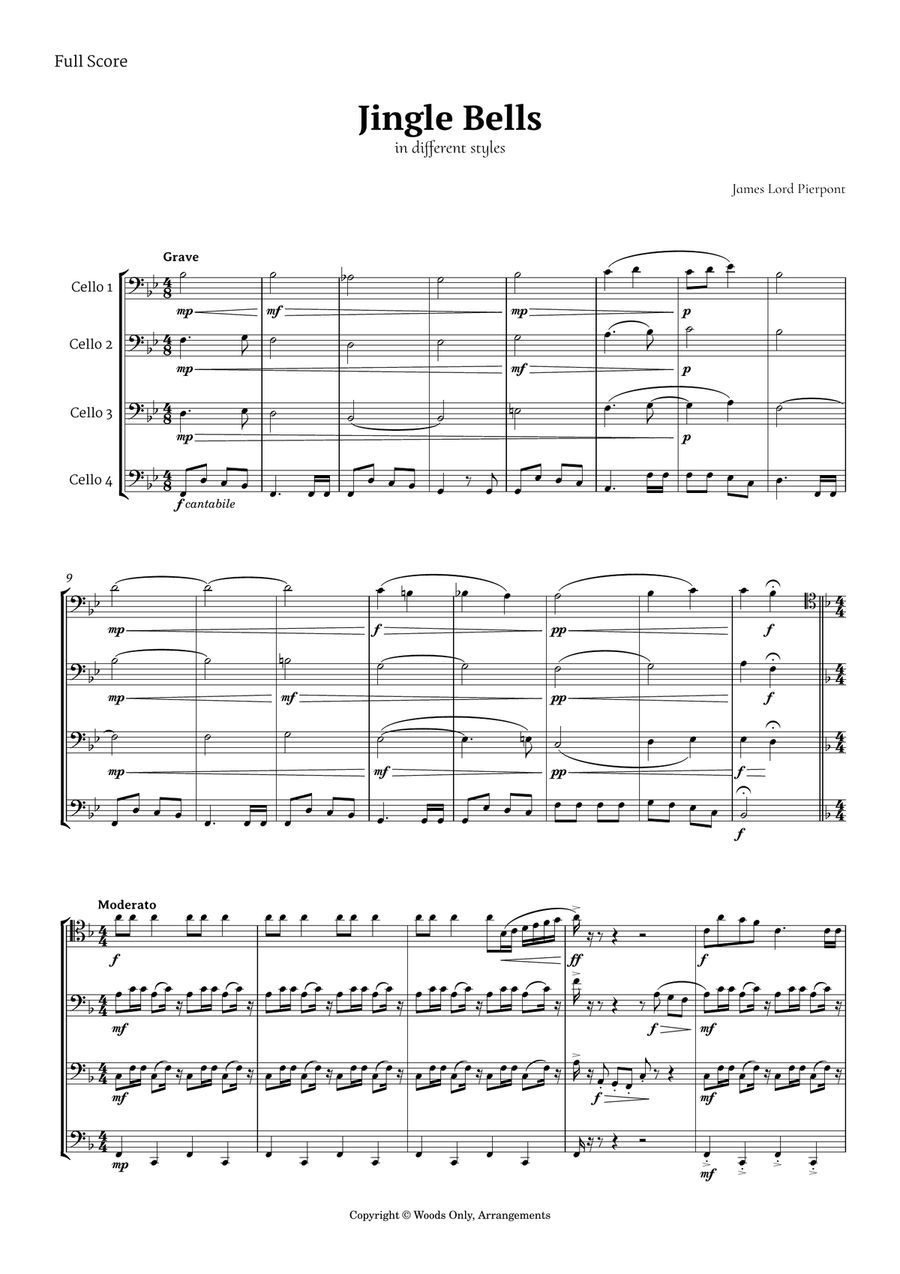 5 Christmas Songs for Violoncello Quartet plus one Bonus String Quartet scores gallery preview page 2